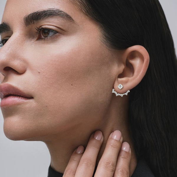 Front Beyond 18k Gold Lab Grown Diamonds Dual Wear Earrings - Lukson