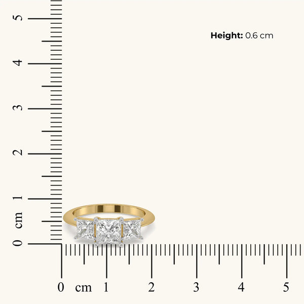 Princess Trilogy - Pure Gold Lab Diamond Three Stone Ring