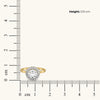 Bare Elegance Pure Gold Lab Diamond Halo Ring - Dimension measure on scale