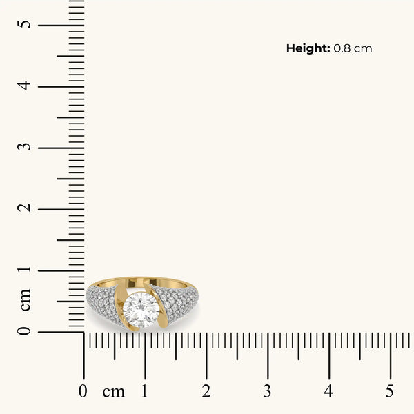 Architectural Dome Lab Diamond Engagement ring dimension measure on scale
