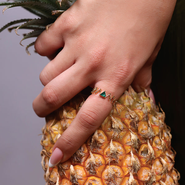 Lukson Nature's Flow Emerald Lab Grown Diamond Band Ring in India