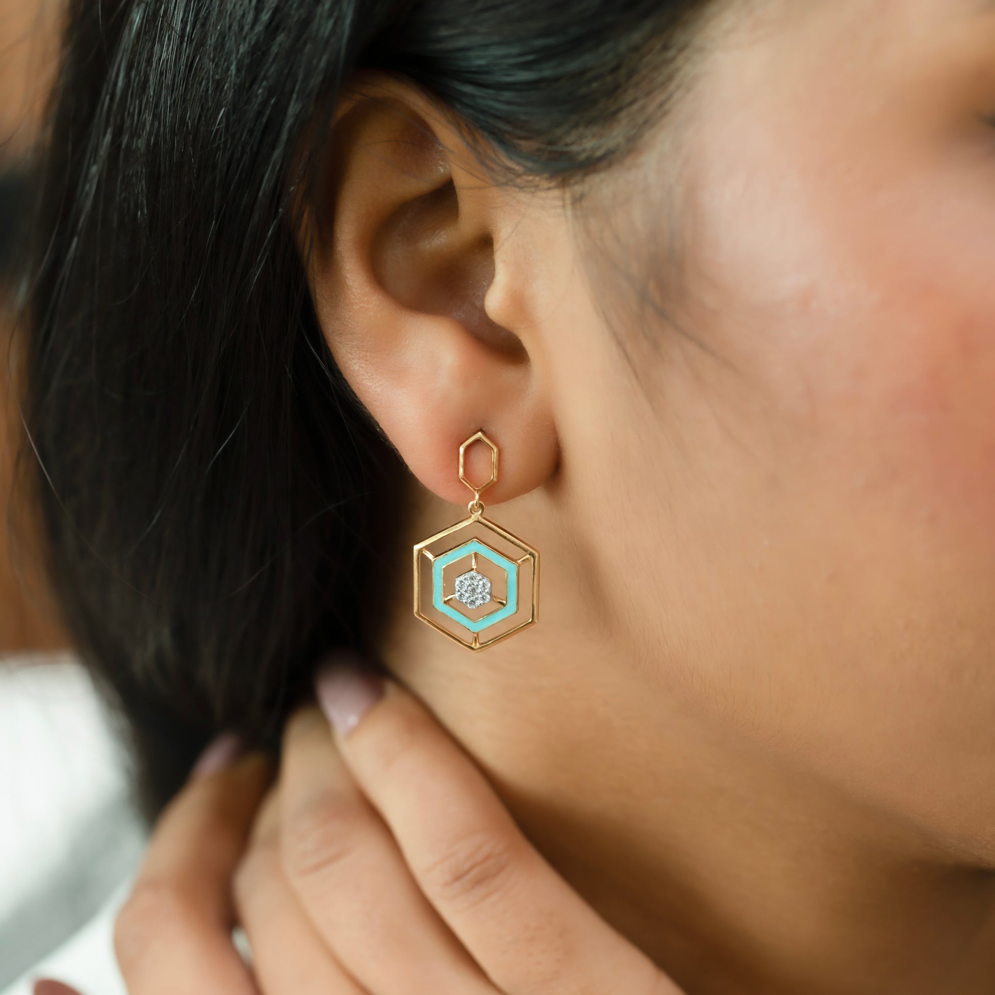 Hexa Glam - Lab Diamond Drop Earrings