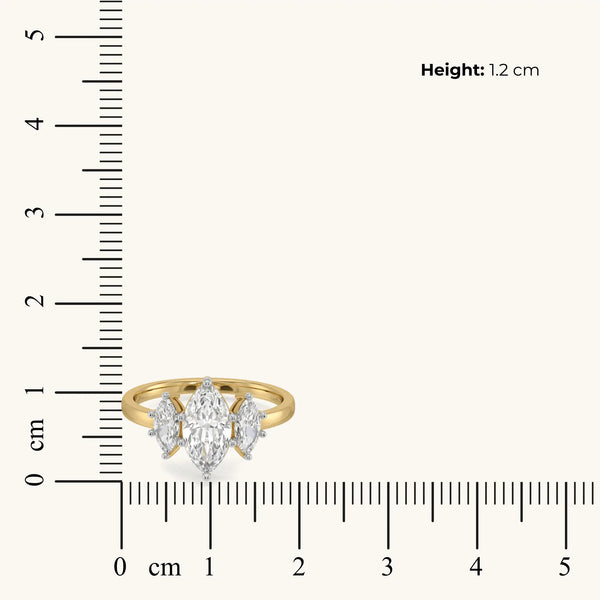 Timeless Trinity Pure Gold Lab Diamond Engagement Ring