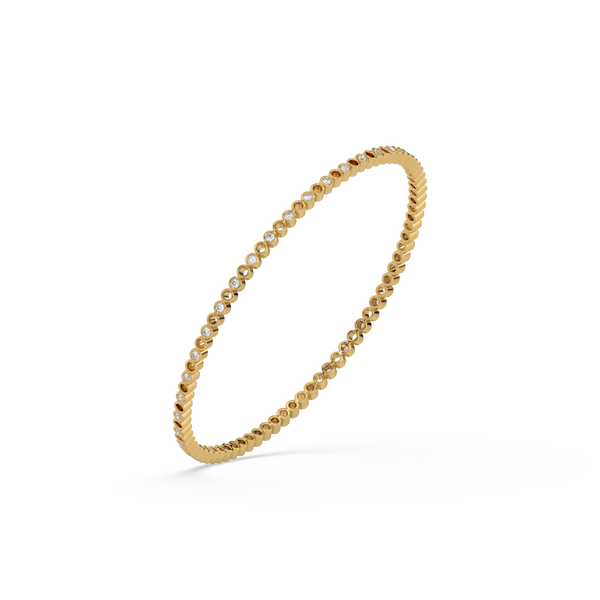 Beaded 18kt Gold Vermeil Lab Grown Diamond Bangle