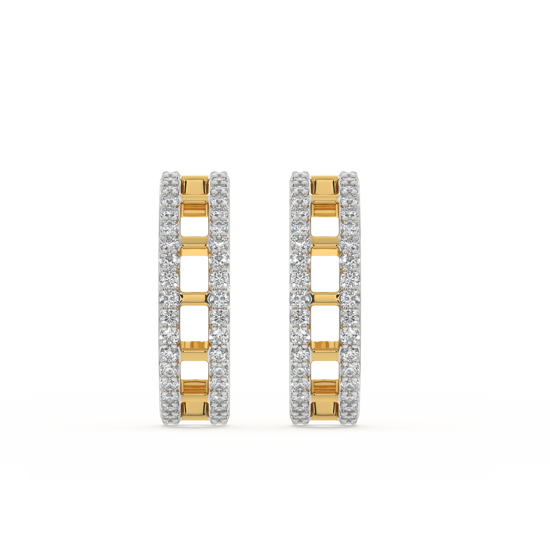 Double Pleated - Lab Diamond Hoop Earrings