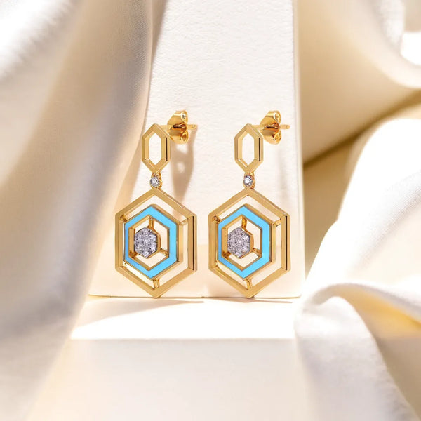 Hexa Glam diamond drop earrings | Lukson