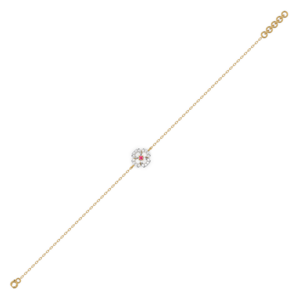 Grace Blossom 18kt Gold Vermeil - Lab Grown Diamond & Ruby Bracelet Online- Lukson