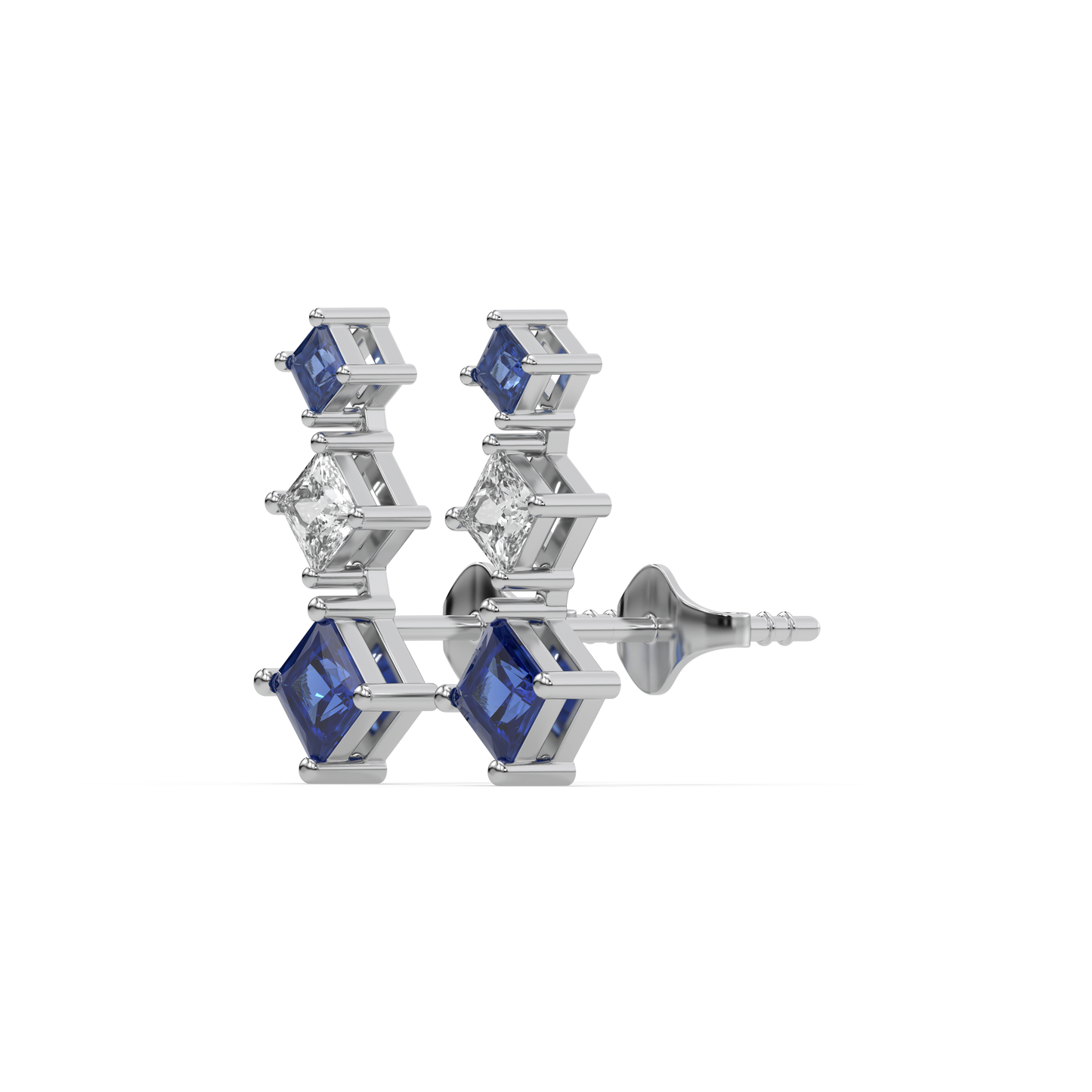 Blue Serenity Ear Cuffs - 925 sterling silver Lab Grown Diamond Earrrings