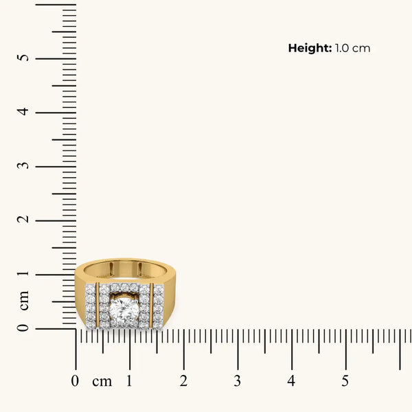 Square Radiance Pure Gold Lab Grown Diamond Men's Ring