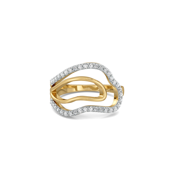 Lukson Abstract Curves 18kt Gold Vermeil Lab Grown Diamond Cocktail Ring