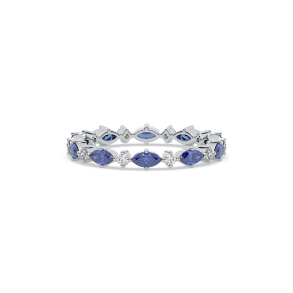 Lukson Blue Sapphire Lab Grown Diamond Eternity Ring for Women