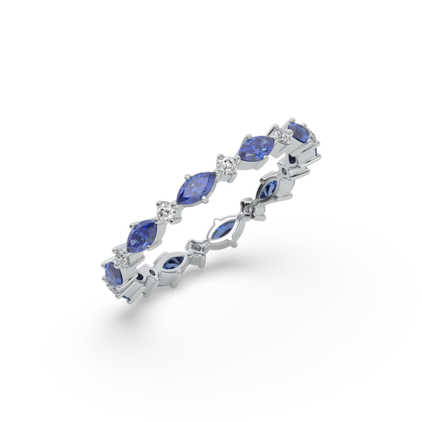 Lukson Blue Sapphire Lab Grown Diamond Eternity Ring
