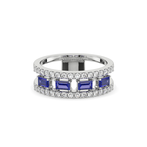 Blue Sapphire Soiree Fashion 925 Sterling Silver Lab Grown Diamond Ring - Lukson