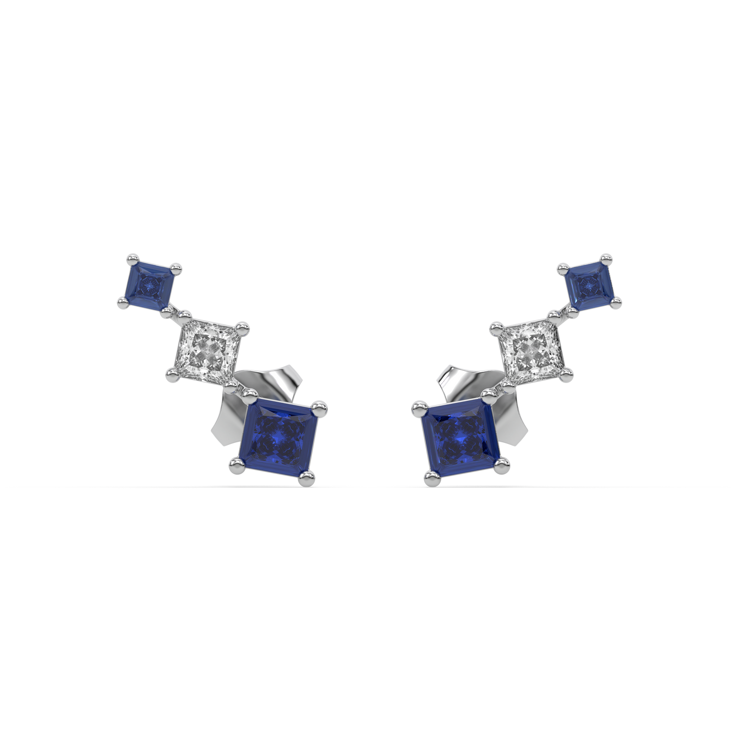 Blue Serenity Ear Cuffs - 925 sterling silver Lab Grown Diamond Earrrings