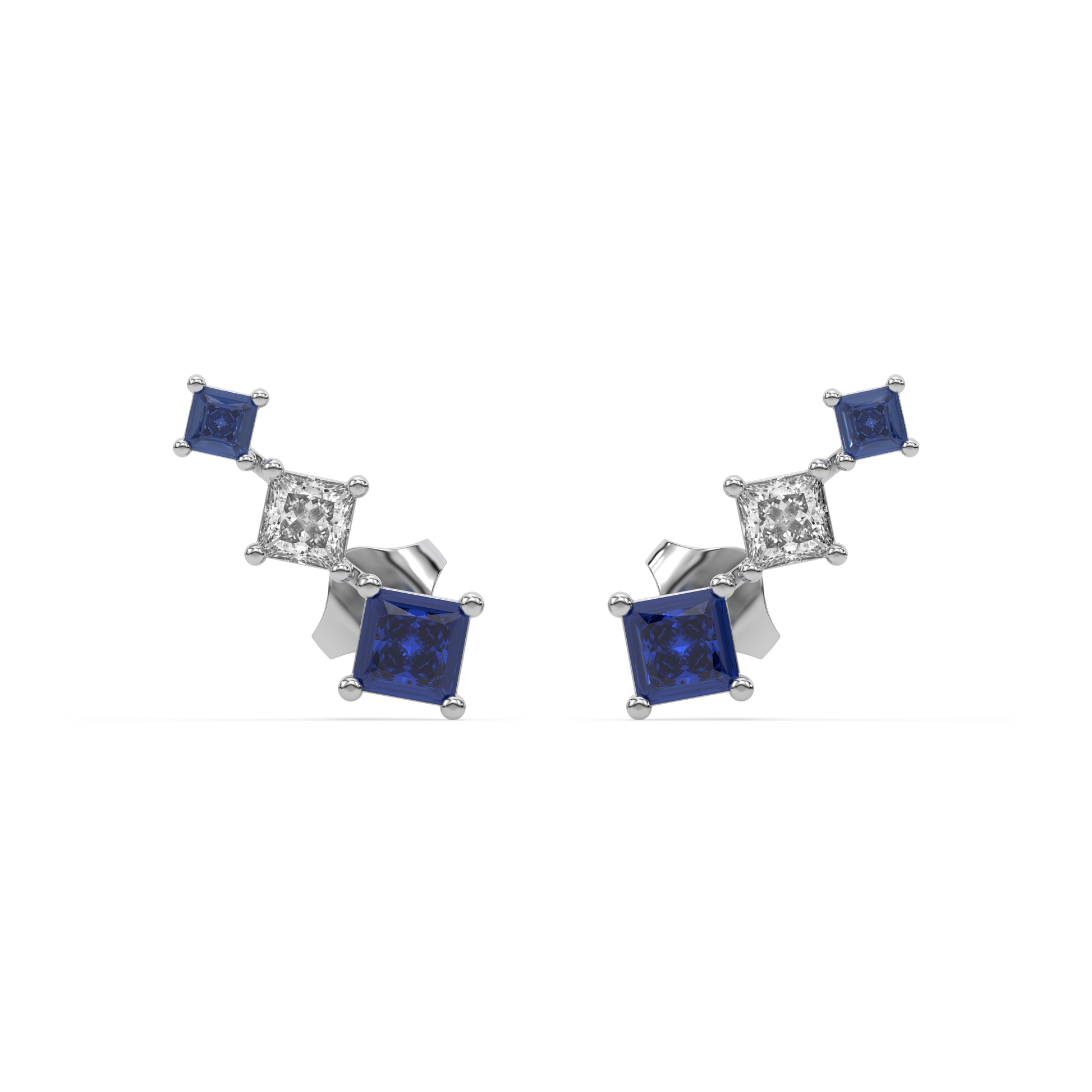 Blue Serenity Ear Cuffs - 925 sterling silver Lab Grown Diamond Earrrings