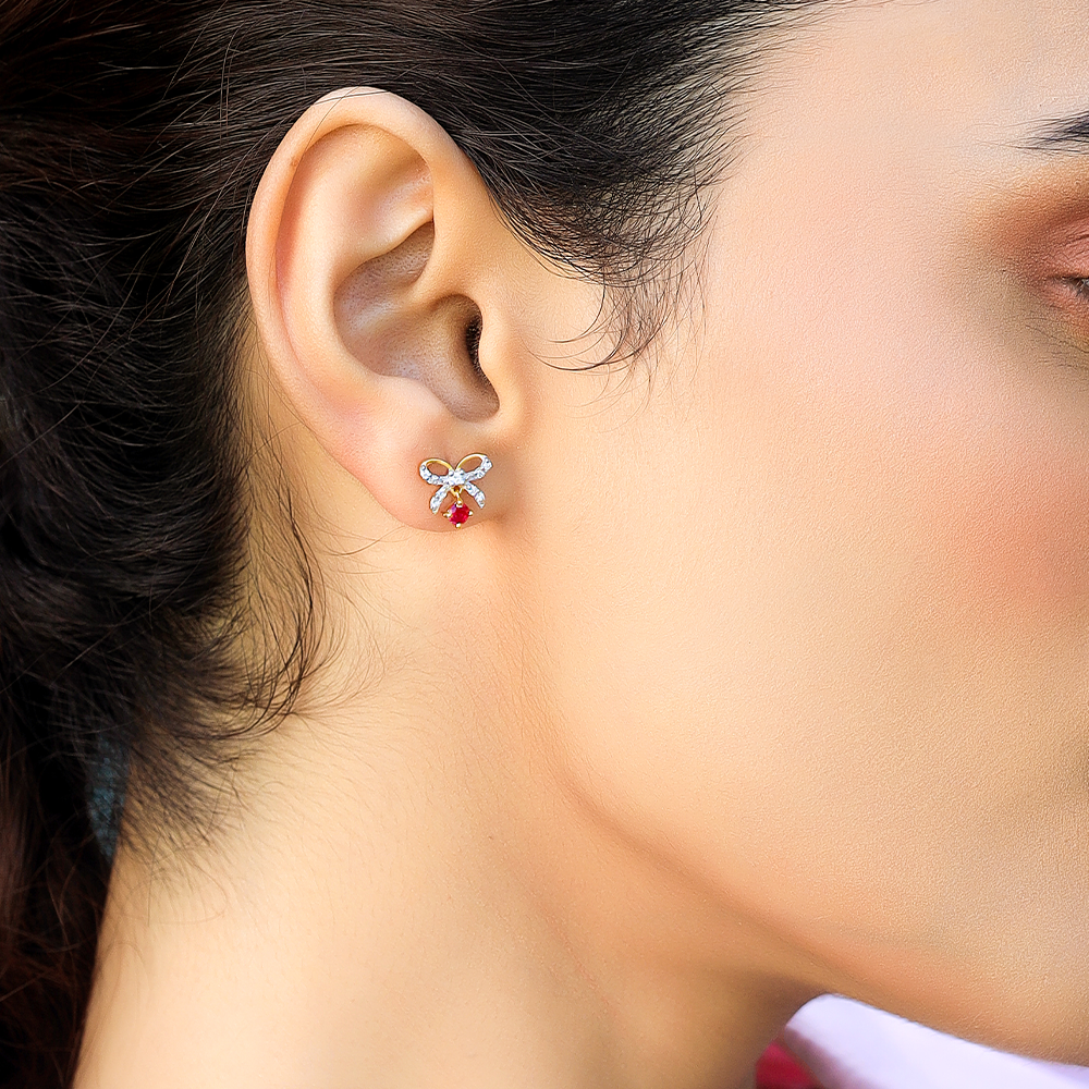 Bow Knot Studs - 18kt Vermeil Gold Plating Lab Grown Diamond Earrings