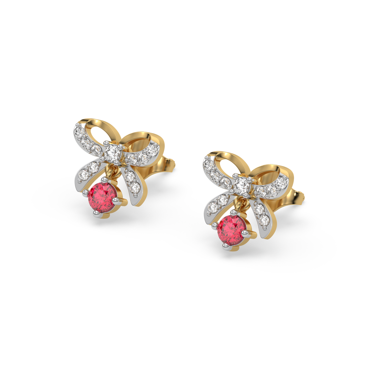 Bow Knot Studs - 18kt Vermeil Gold Plating Lab Grown Diamond Earrings