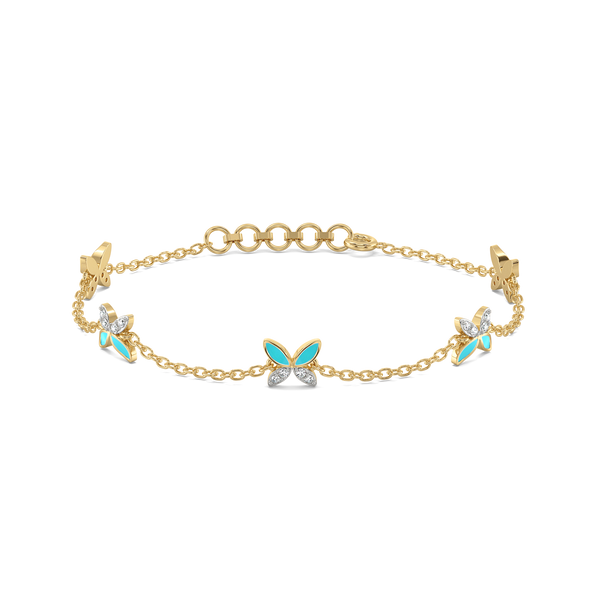 Lukson Turquoise Butterfly - Lab Grown Diamond Station Bracelet