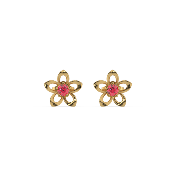 Floral ruby lab grown diamond studs