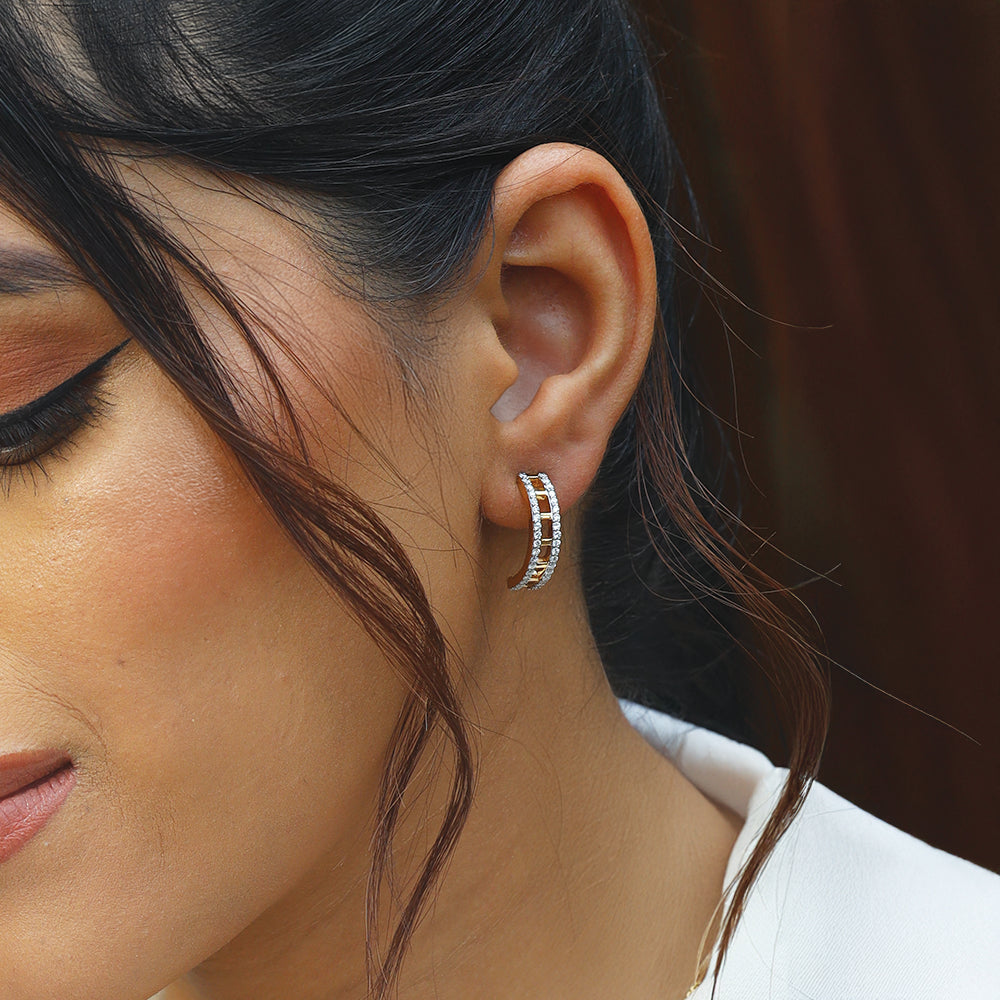 Double Pleated Hoops - 18kt Gold Vermeil Lab Grown Diamond Earrings