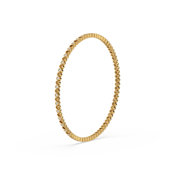 Beaded 18kt Gold Vermeil Lab Grown Diamond Bangle