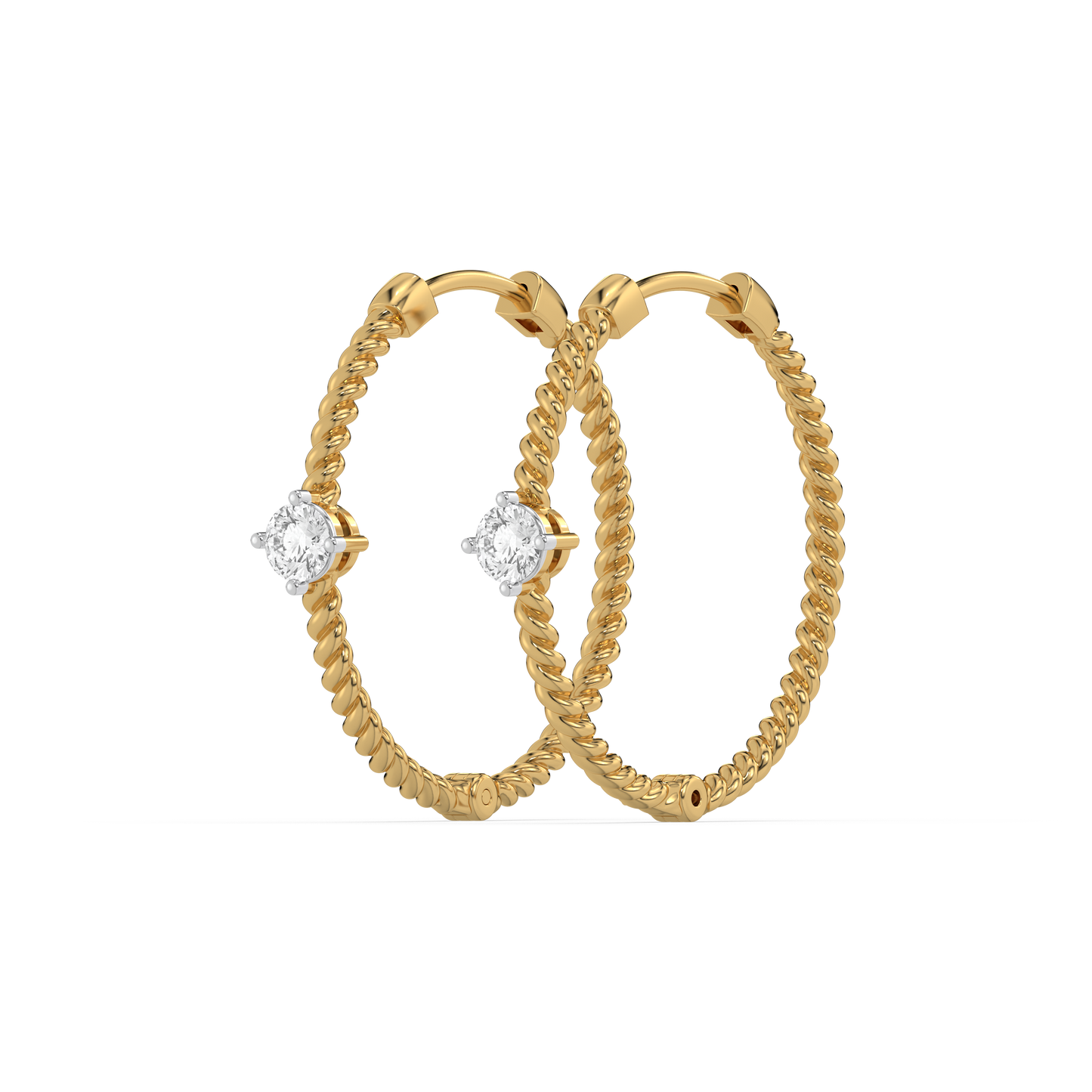 Twist of Fate - Lab Diamond Solitaire Hoop Earrings