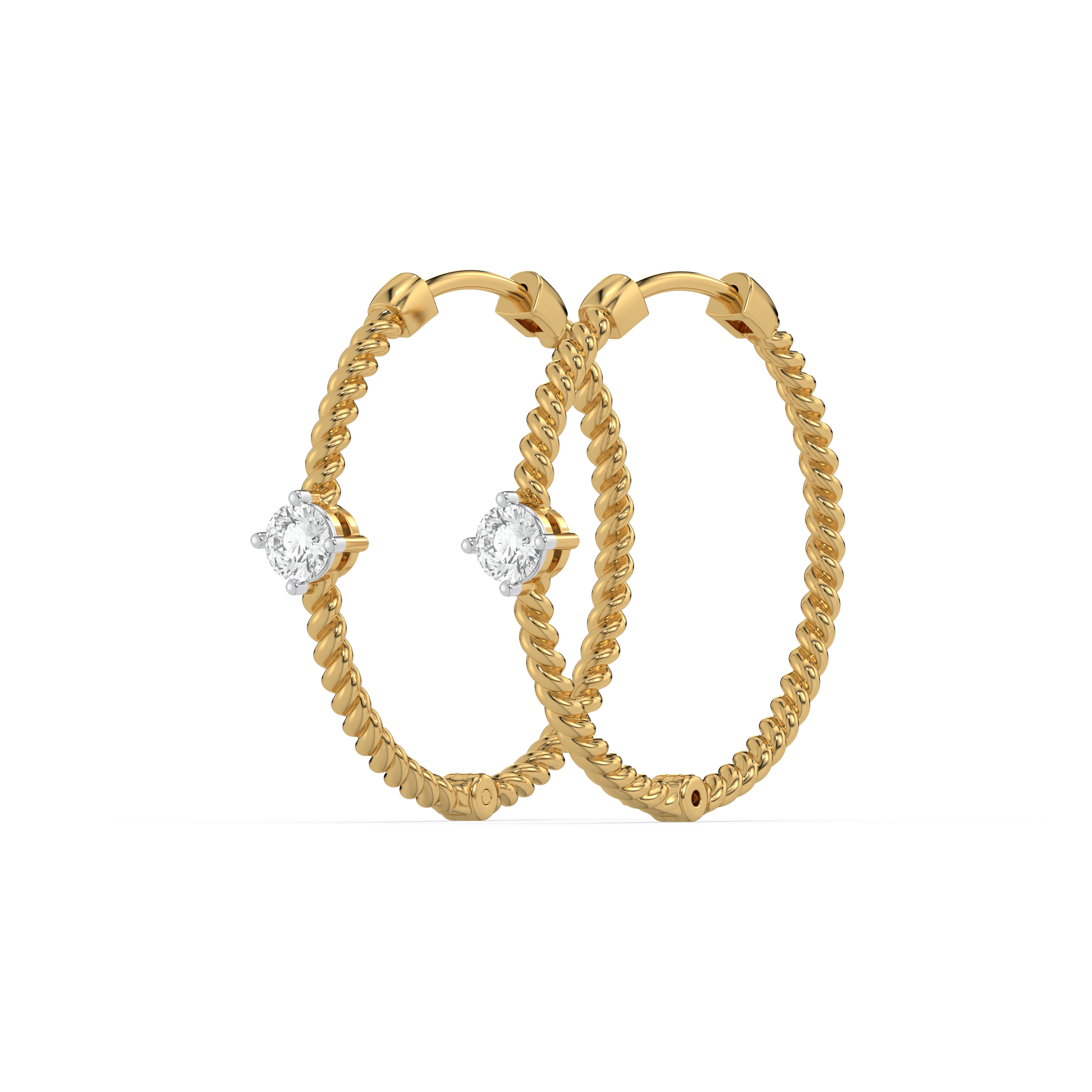 Twist of Fate - Lab Diamond Solitaire Hoop Earrings