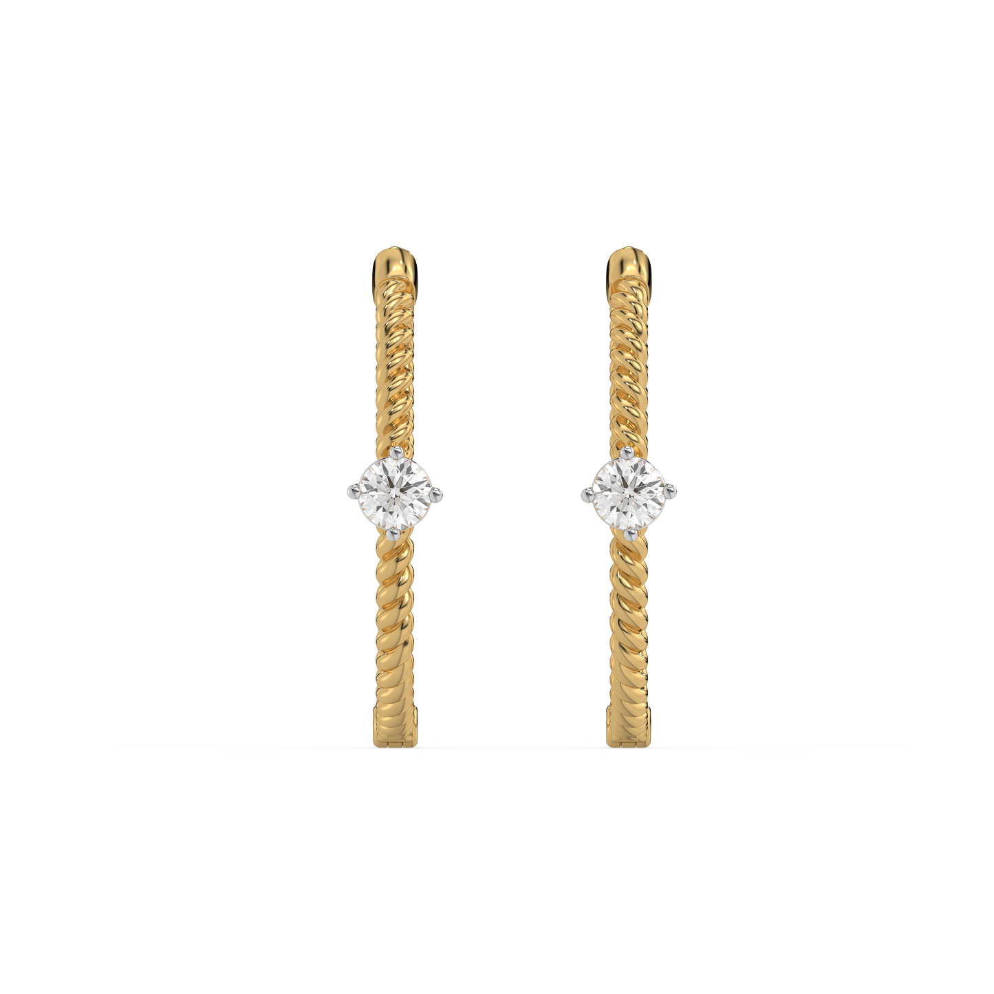Twist of Fate Hoops - 18kt Gold Vermeil Lab Grown Lab Grown Diamond Solitaire Earrings
