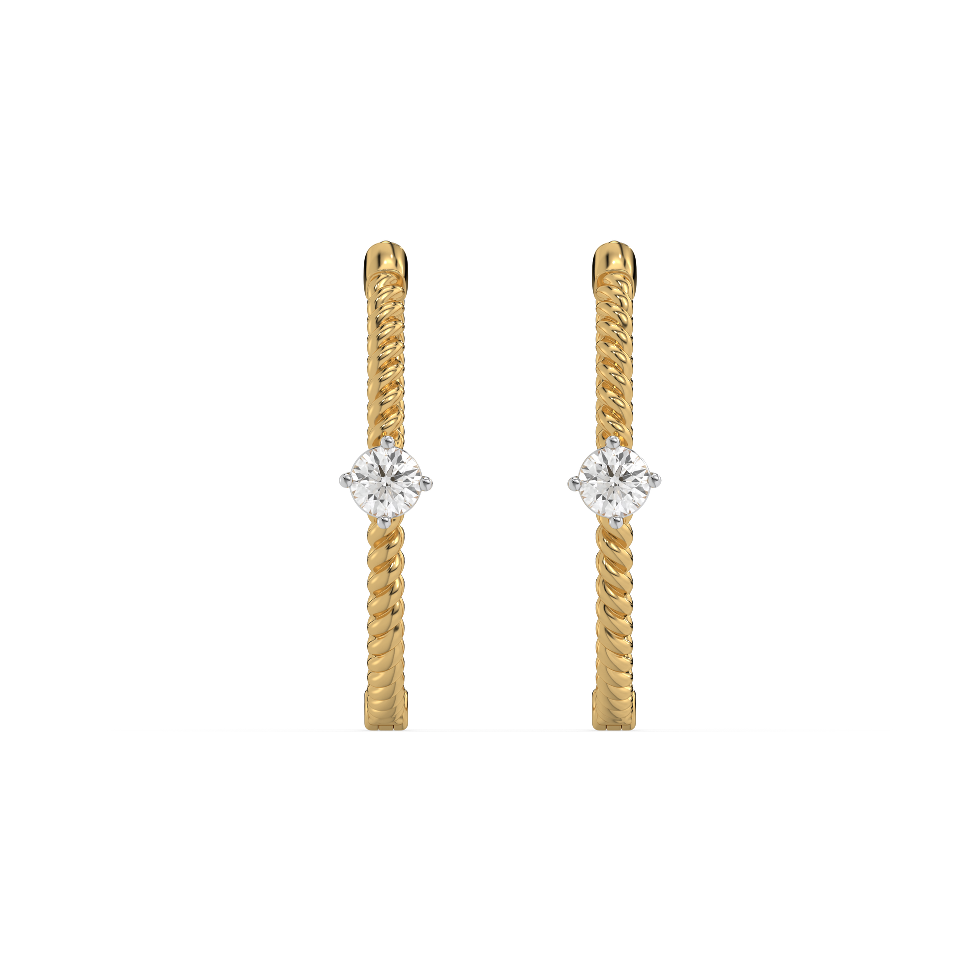 Twist of Fate - Lab Diamond Solitaire Hoop Earrings