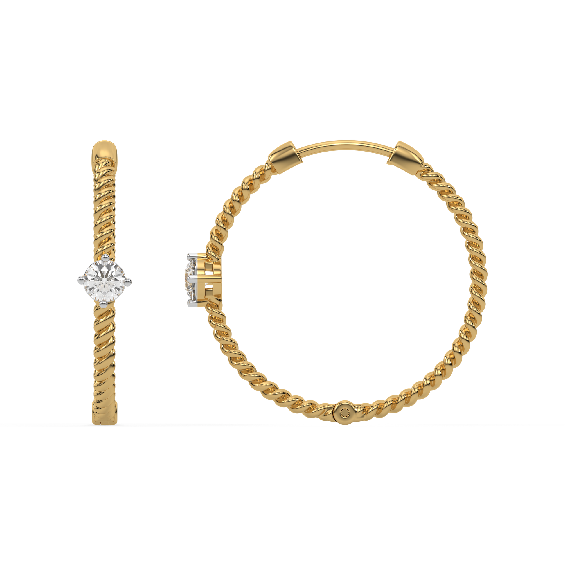 Twist of Fate - Lab Diamond Solitaire Hoop Earrings