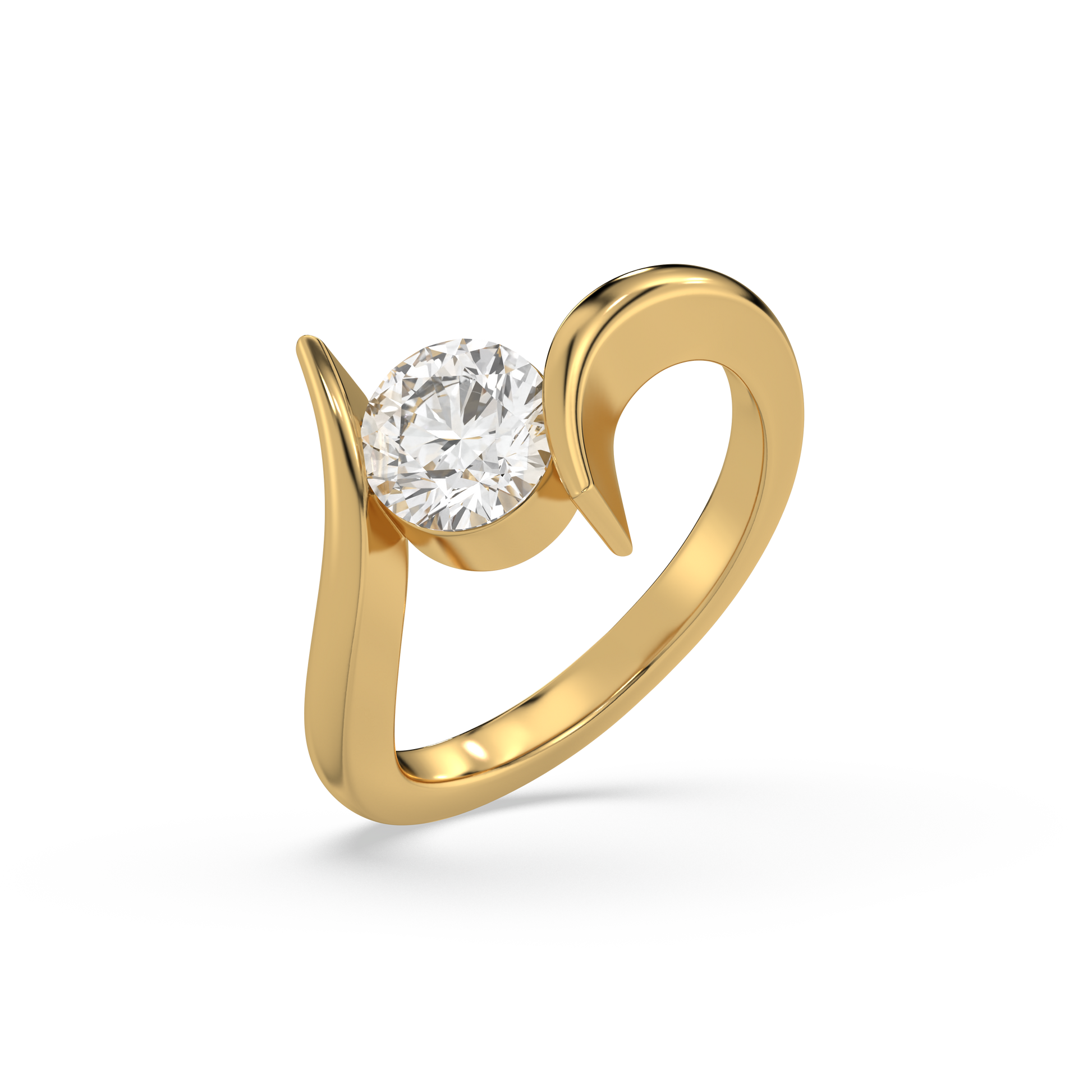 Curved Elegance Solitaire - 18kt Gold Vermeil Lab Grown Diamond Ring