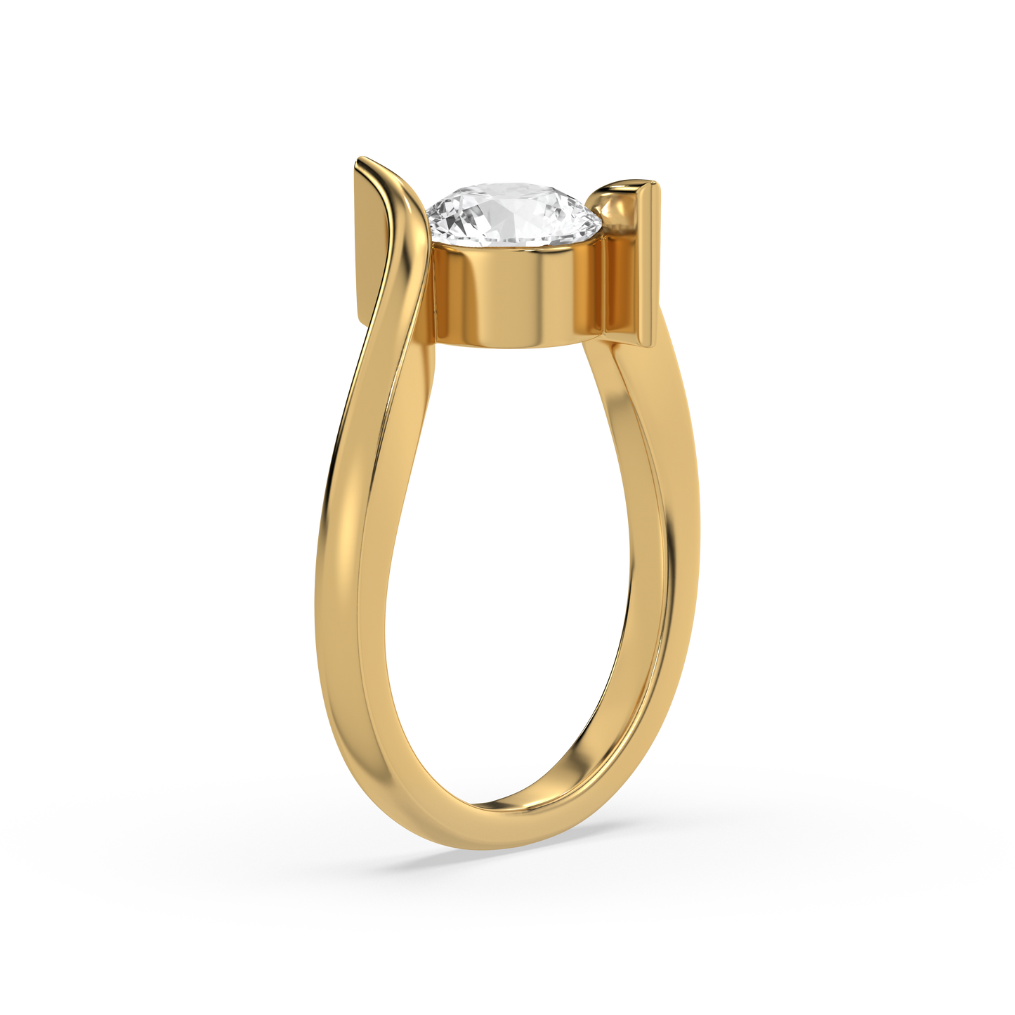 Curved Elegance Solitaire - 18kt Gold Vermeil Lab Grown Diamond Ring