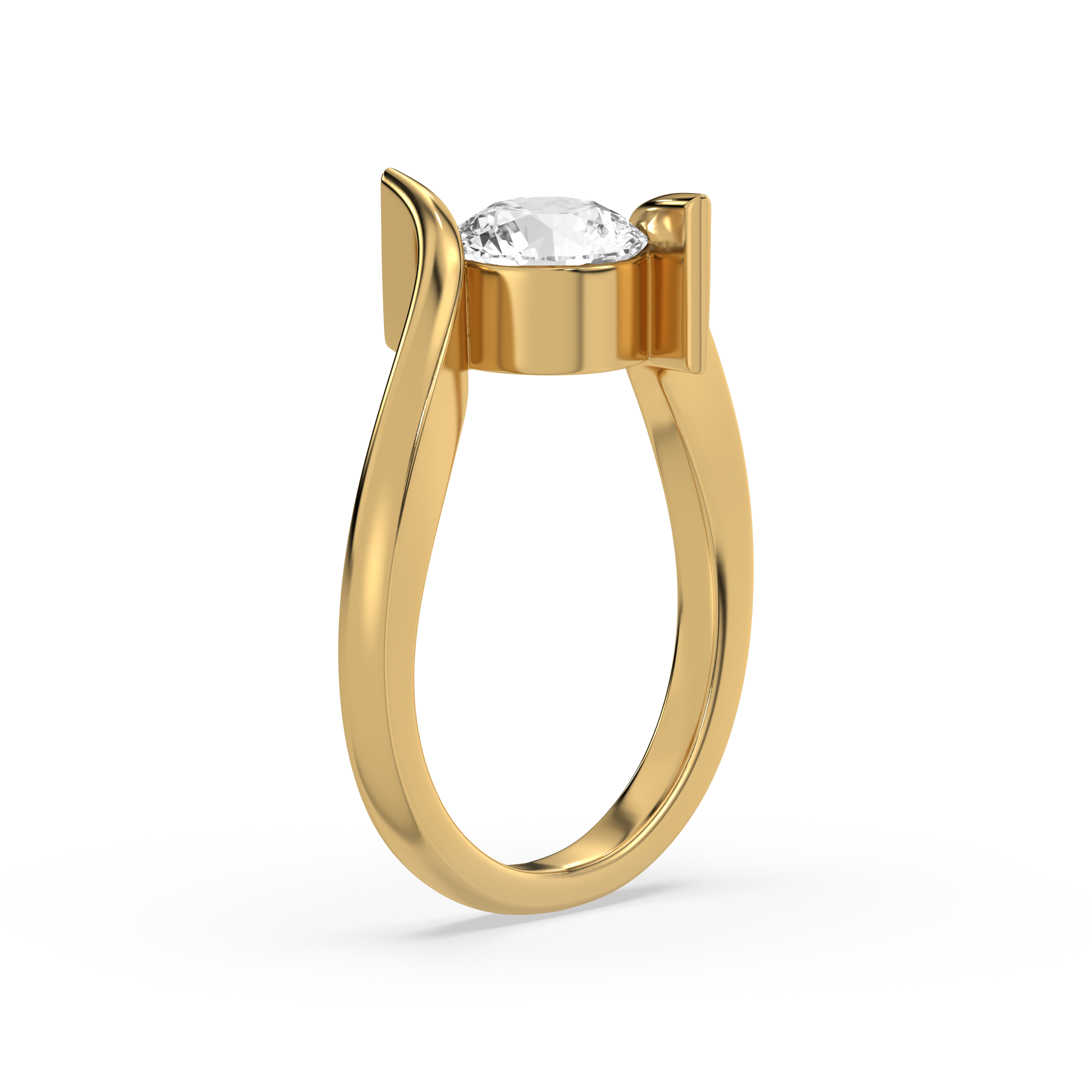 Curved Elegance Solitaire - 18kt Gold Vermeil Lab Grown Diamond Ring