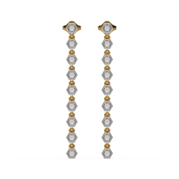 Lustrous Bezel 18k Gold Lab Grown Diamond Drop Earrings - Lukson