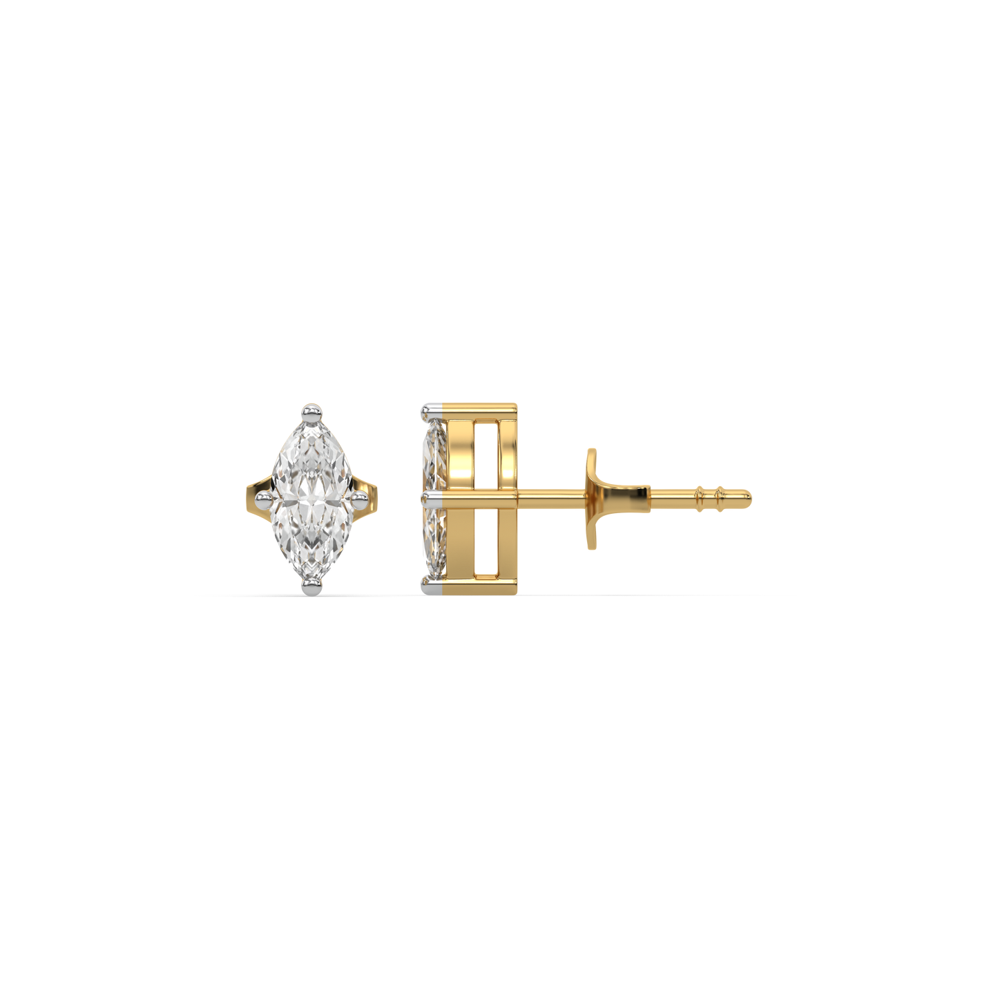 Astra Marquise - Pure Gold Lab Diamond Solitaire Stud Earrings