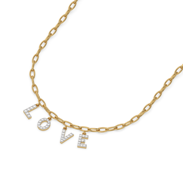 Lukson Love Letter Charm Lab Grown Diamond Necklace for Couple