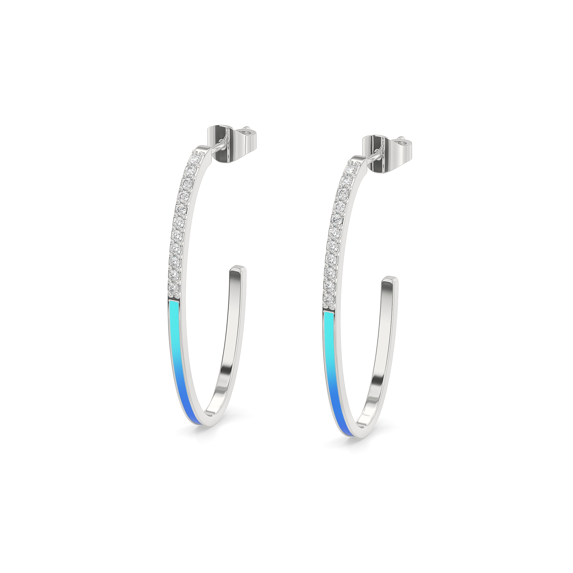 Blue Haze - Lab Diamond Hoop Earrings
