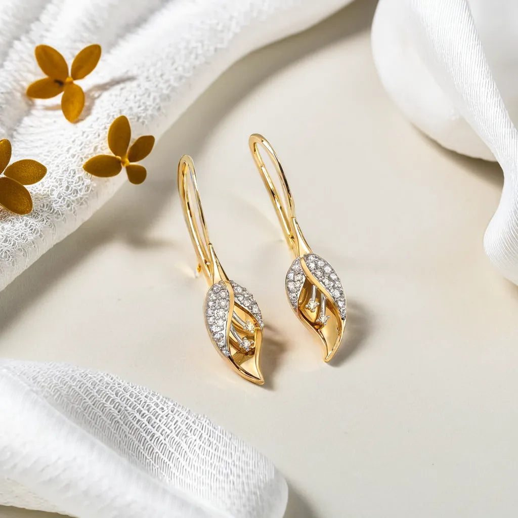 Enchanted Bud Drops - 18kt Gold Vermeil Lab Grown diamond Earrings