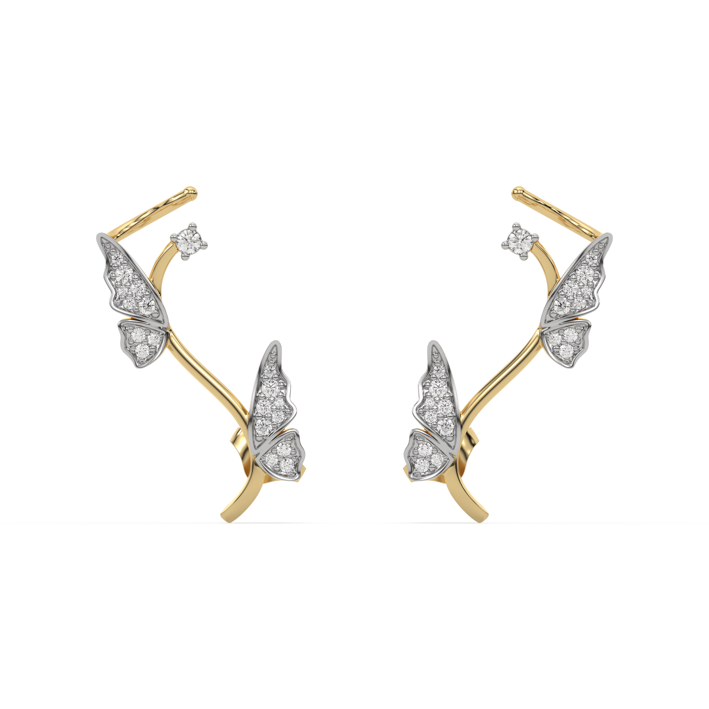 Enchanted Butterfly Cuffs - 18kt Gold Vermeil Lab Grown Diamond Earrings