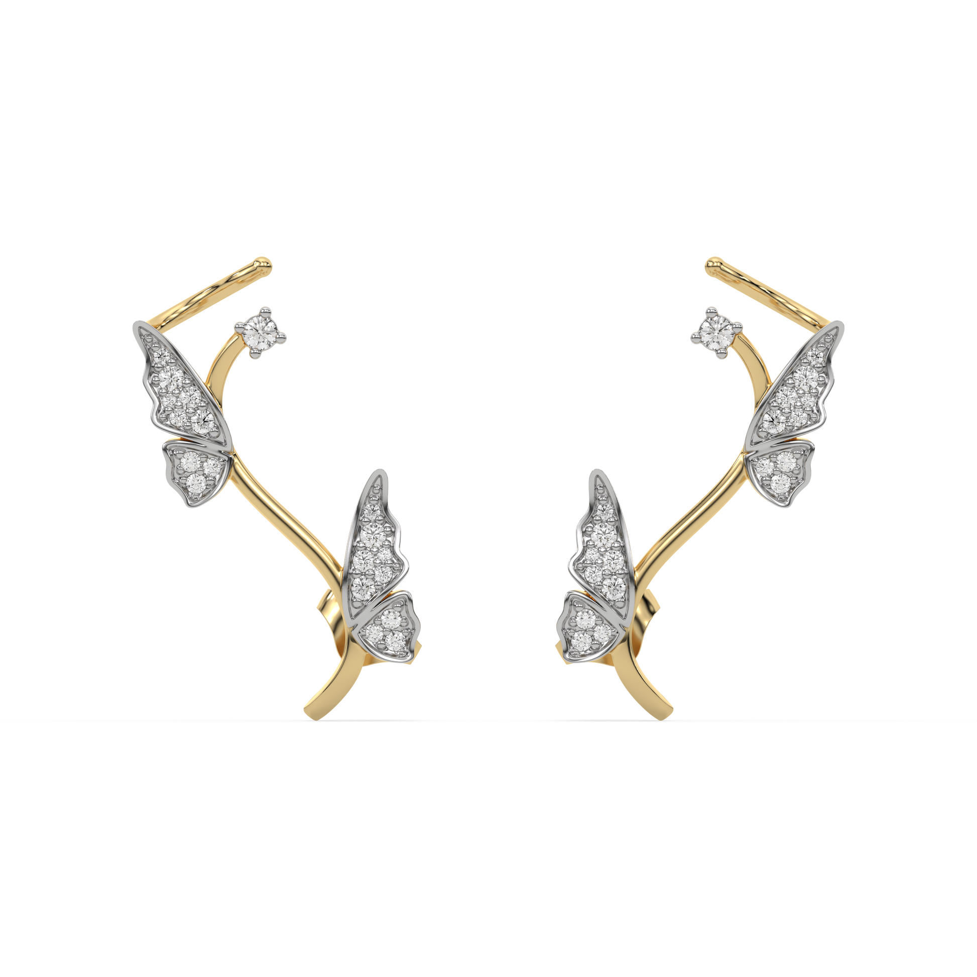 Enchanted Butterfly Cuffs - 18kt Gold Vermeil Lab Grown Diamond Earrings