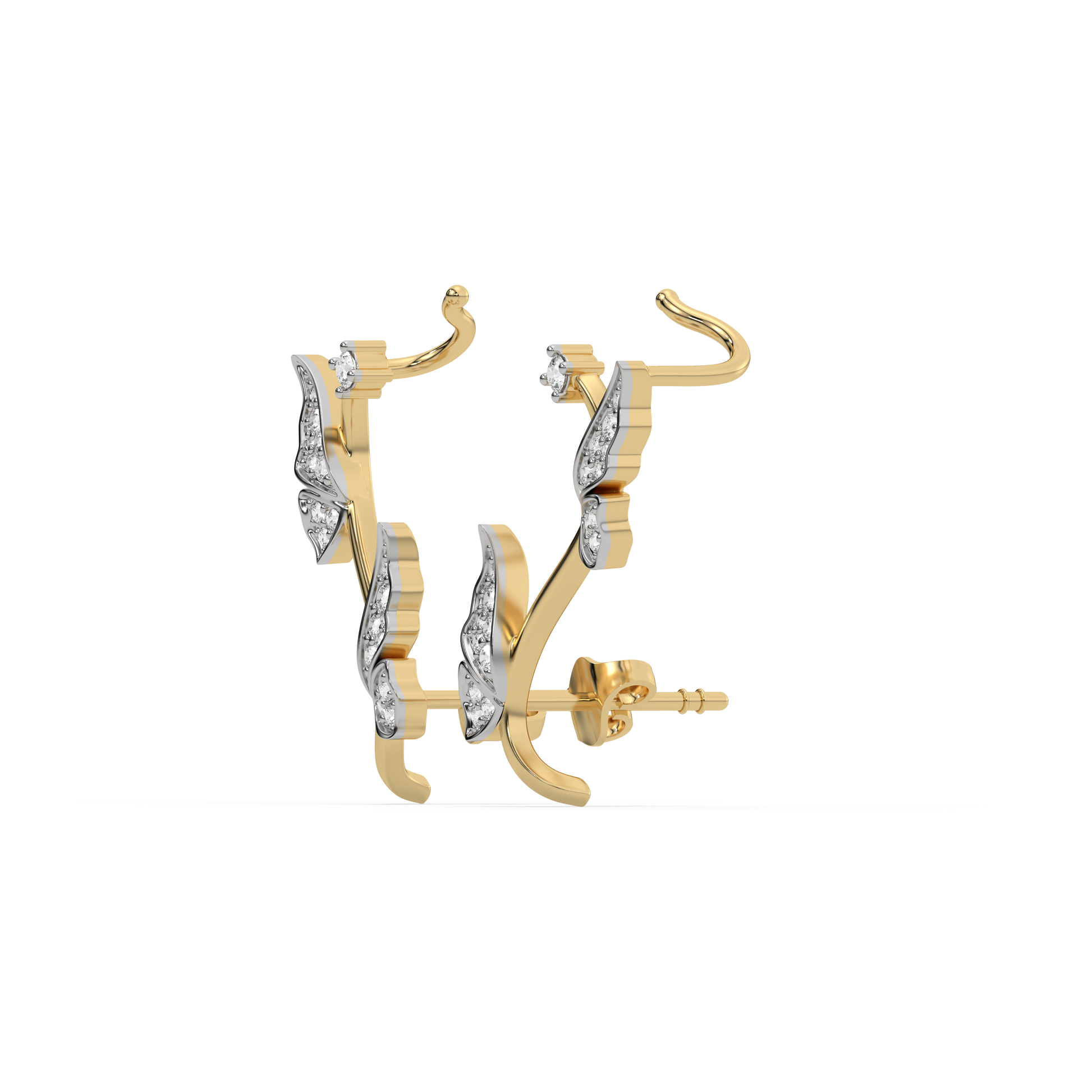 Enchanted Butterfly Cuffs - 18kt Gold Vermeil Lab Grown Diamond Earrings