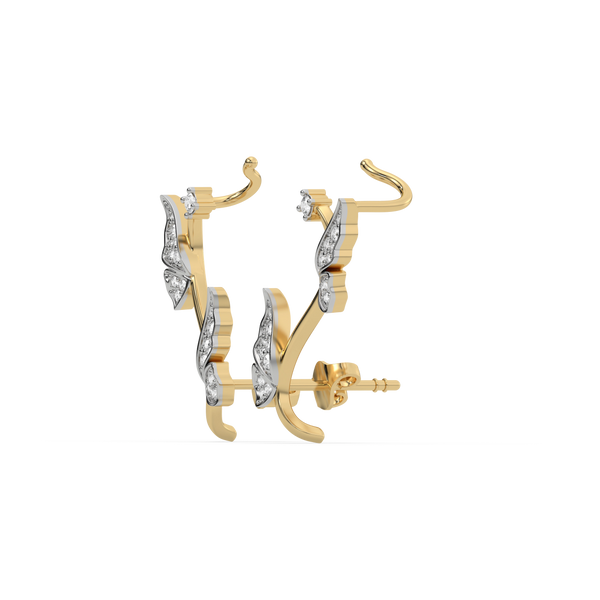 Lukson Enchanted Butterfly Cuffs Pure Glod Grown Diamond Earrings for Women