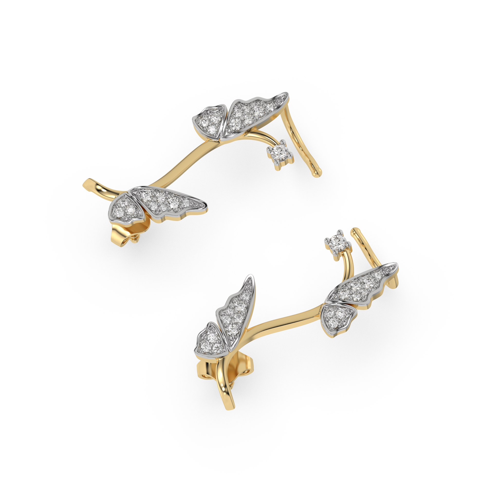Enchanted Butterfly Cuffs - 18kt Gold Vermeil Lab Grown Diamond Earrings