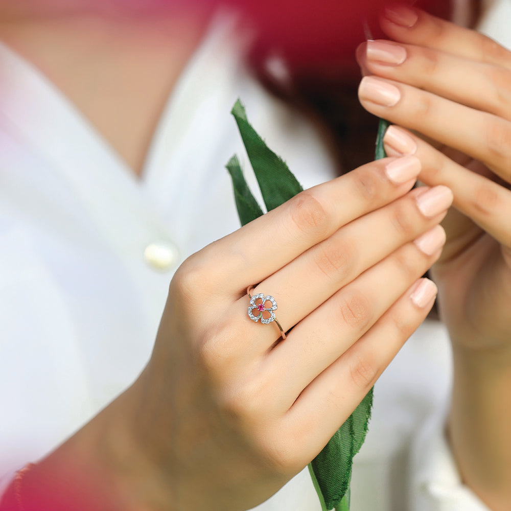 Fleur de Luxe Fashion Ring-18kt Rose Gold Vermeil Lab Grown Diamond Ring