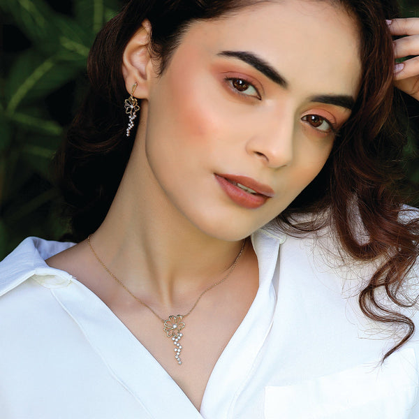 Flora Dewdrop - 18kt Gold Vermeil Lab Grown Diamond Necklace Online - Lukson