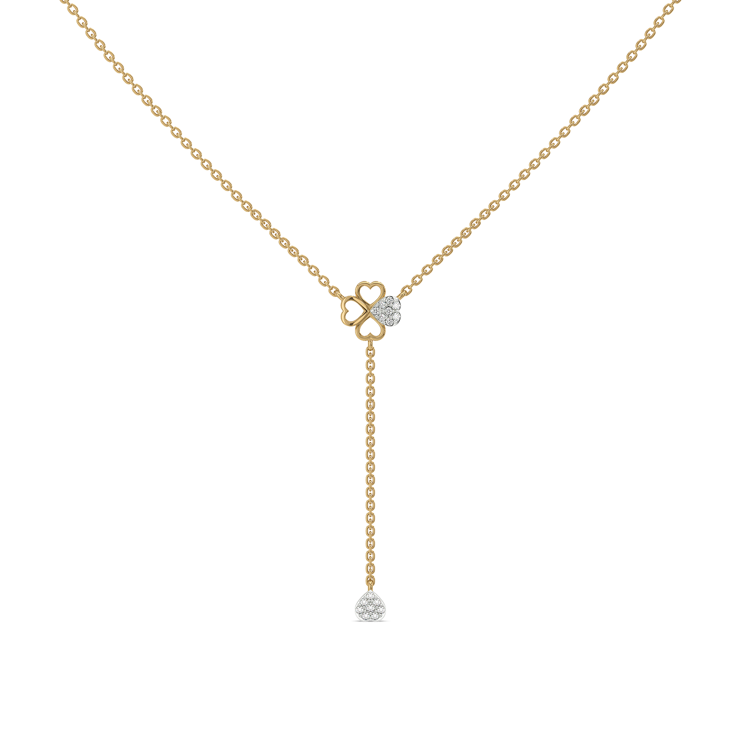 Four Leaf Cascade Lariat - 18kt Gold Vermeil Lab Grown Diamond Necklace
