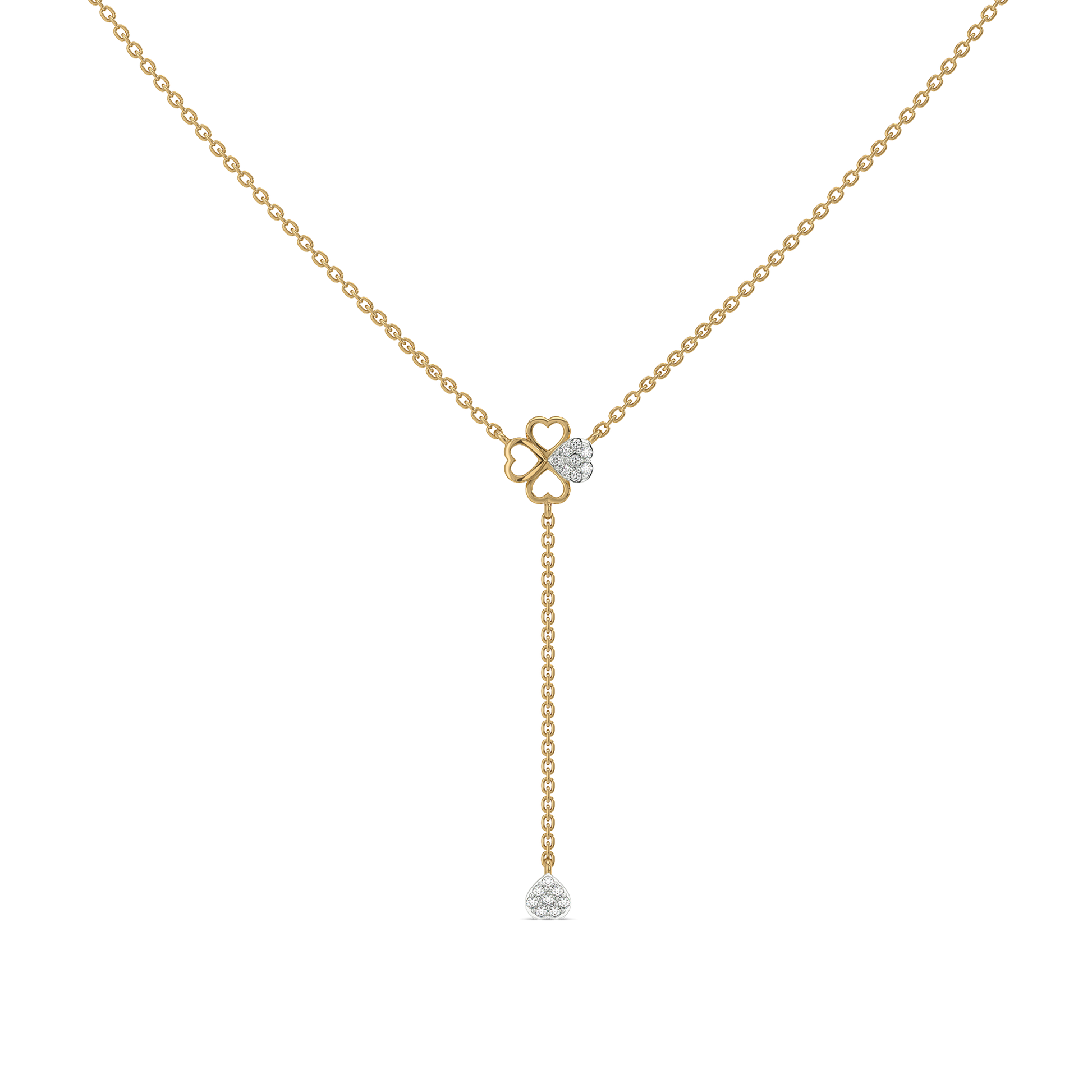 Four Leaf Cascade Lariat - 18kt Gold Vermeil Lab Grown Diamond Necklace