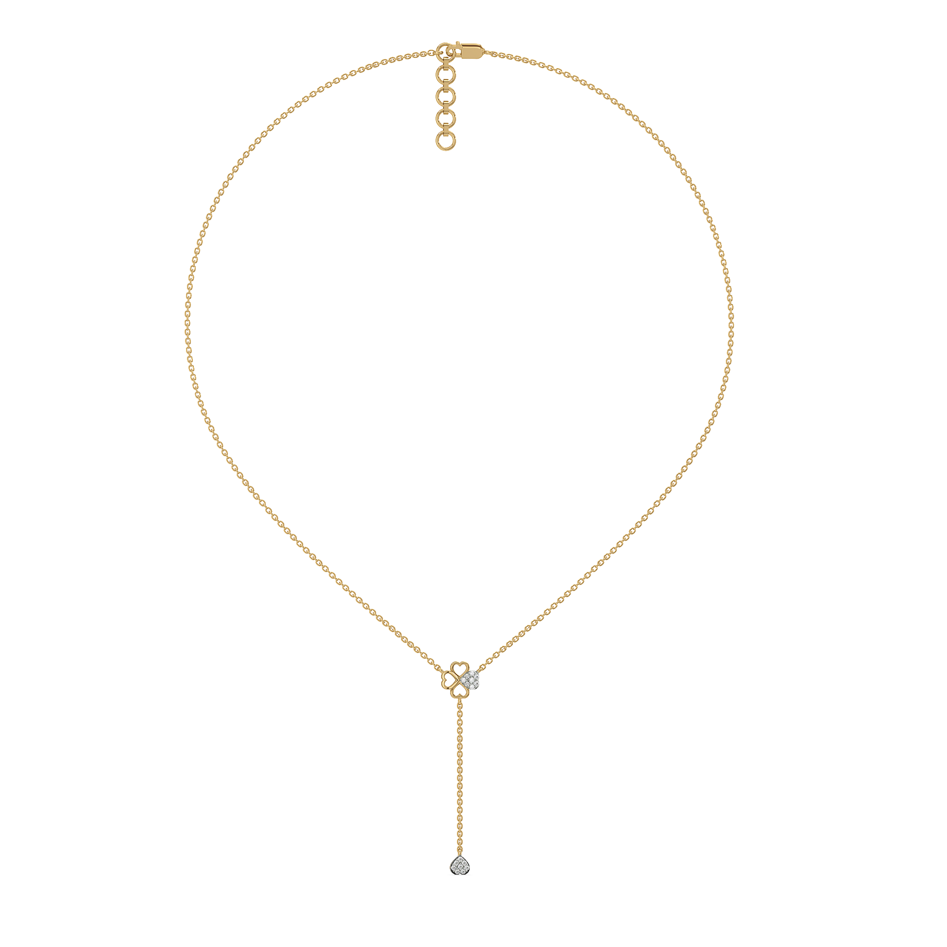 Four Leaf Cascade Lariat - 18kt Gold Vermeil Lab Grown Diamond Necklace