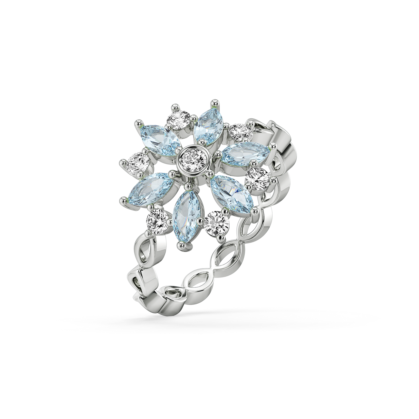Frosted Flare Fashion Ring-925 Sterling Silver Lab Grown Diamond Ring