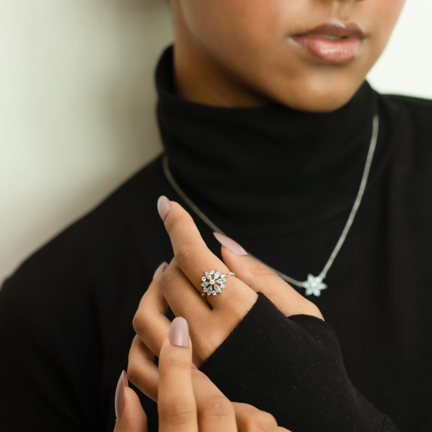 Frosted Flare Fashion Ring-925 Sterling Silver Lab Grown Diamond Ring